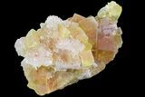 Yellow Cubic Fluorite Cluster With Quartz - Morocco #84296-1